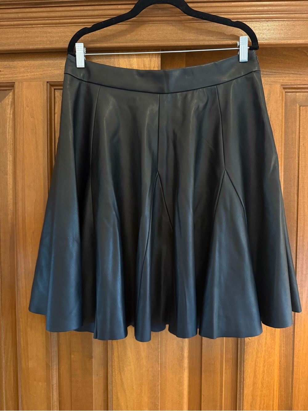 Banana Republic Black Faux Leather Skater Skirt
